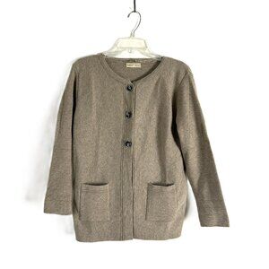 Knit Cardigan Tan 3 Button Soft L Casual Minimalist